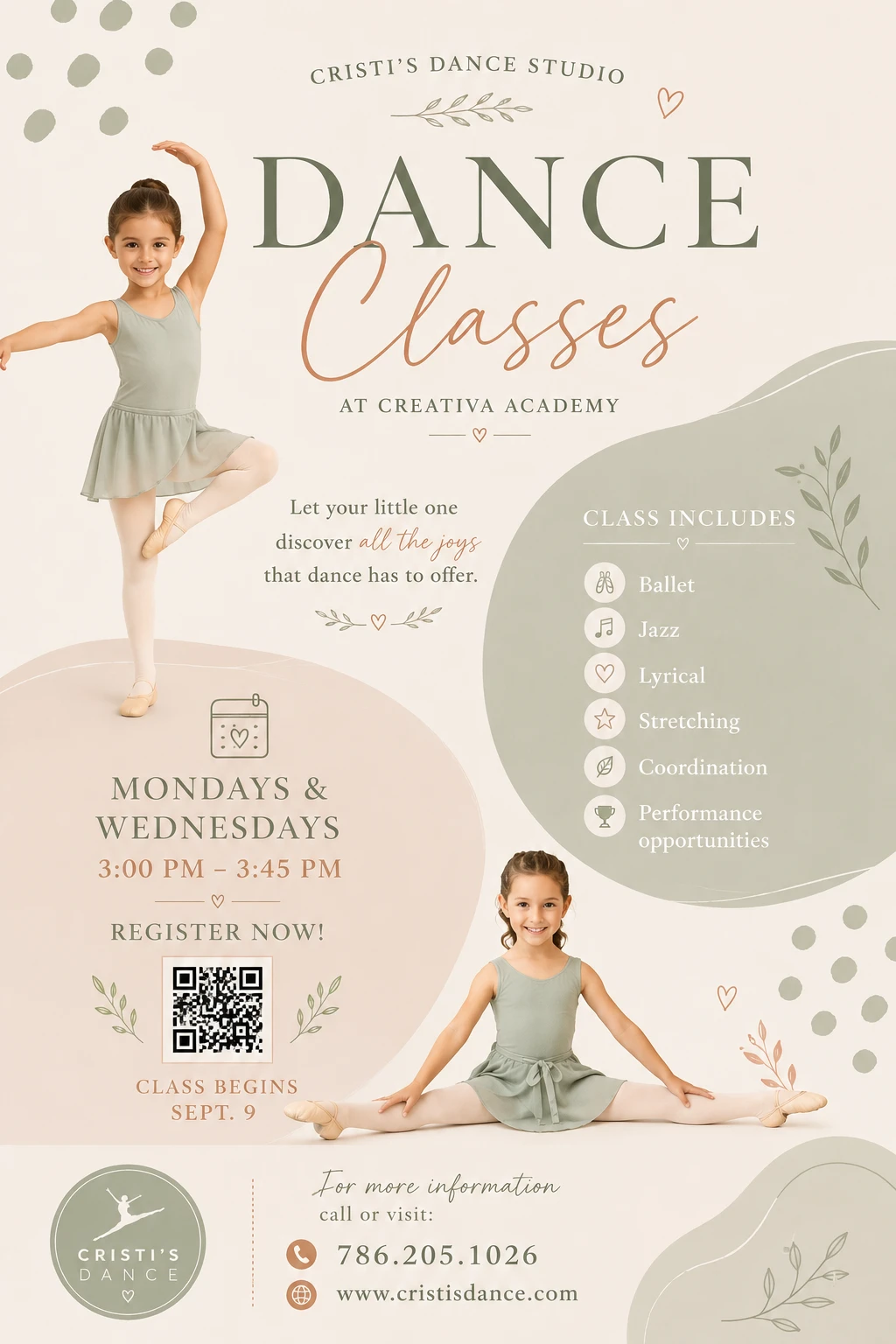 Dance Classes flyer — Cristi's Dance Studio at Creativa Academy